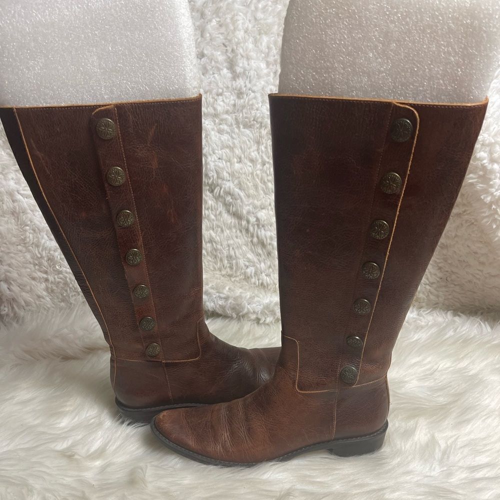 Women’s Nicole Boots Genuine Leather Distressed Brown Size 6.5M
